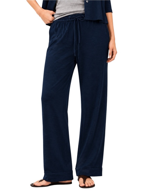 Banana Republic Pants - BANANA REPUBLIC High Rise Linen Blend Pull On Navy Blue Pant Medium